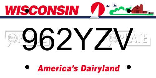 962YZV Wisconsin License Plate