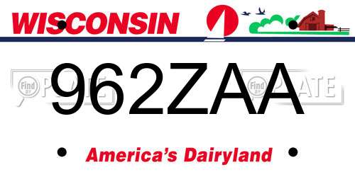 962ZAA Wisconsin License Plate