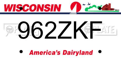 962ZKF Wisconsin License Plate