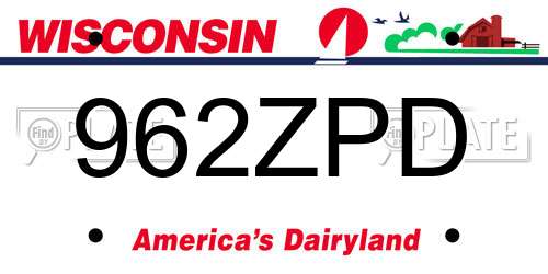 962ZPD Wisconsin License Plate