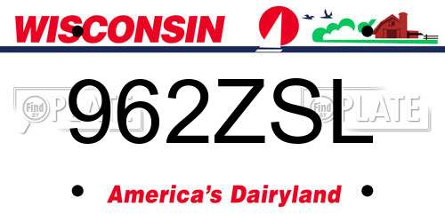 962ZSL Wisconsin License Plate