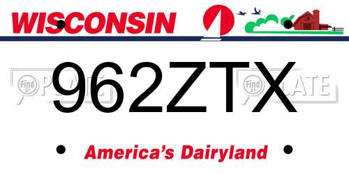 962ZTX Wisconsin License Plate