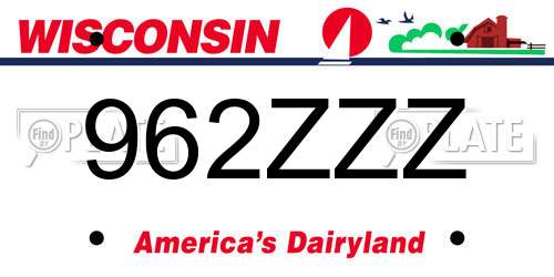 962ZZZ Wisconsin License Plate