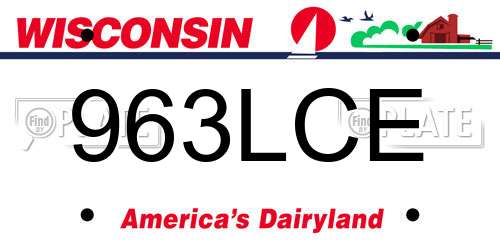 963LCE Wisconsin License Plate