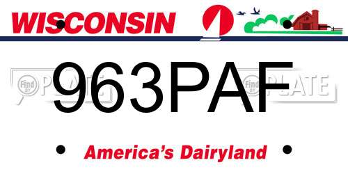 963PAF Wisconsin License Plate