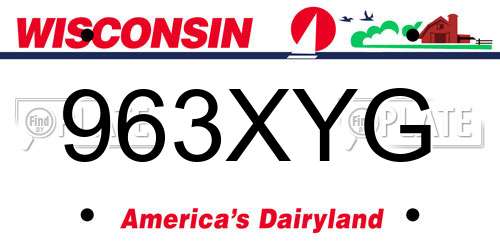 963XYG Wisconsin License Plate