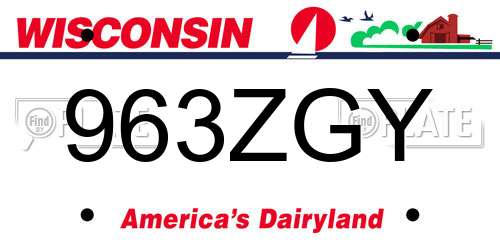 963ZGY Wisconsin License Plate