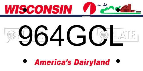 964GCL Wisconsin License Plate
