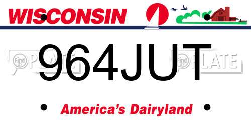 964JUT Wisconsin License Plate