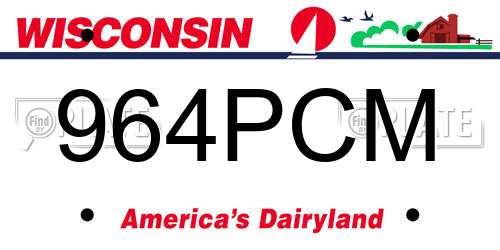 964PCM Wisconsin License Plate