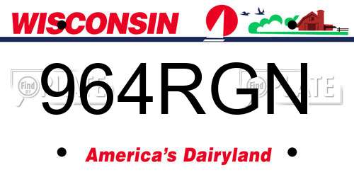 964RGN Wisconsin License Plate