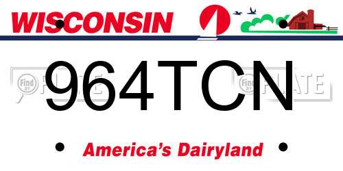 964TCN Wisconsin License Plate