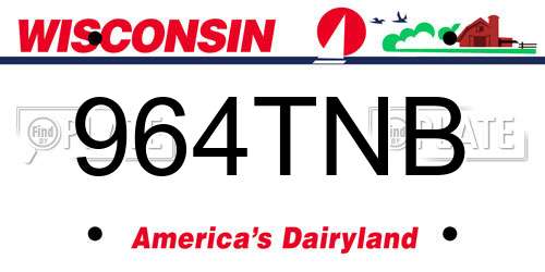 964TNB Wisconsin License Plate