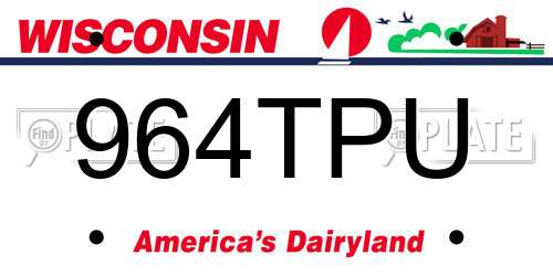 964TPU Wisconsin License Plate