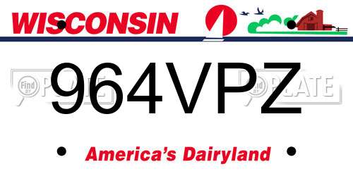 964VPZ Wisconsin License Plate