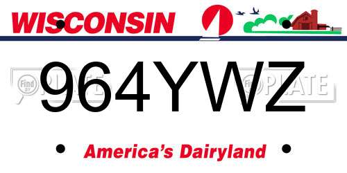 964YWZ Wisconsin License Plate