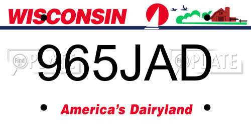 965JAD Wisconsin License Plate