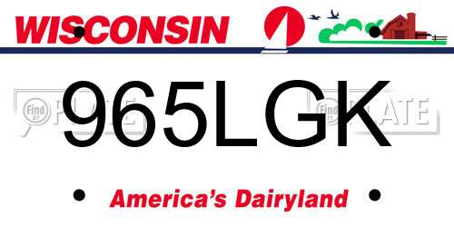 965LGK Wisconsin License Plate