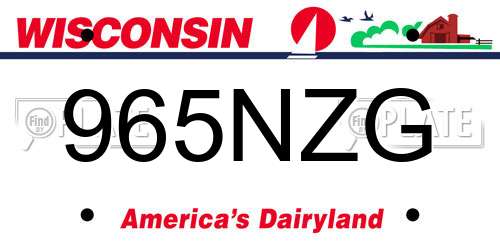 965NZG Wisconsin License Plate