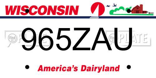 965ZAU Wisconsin License Plate