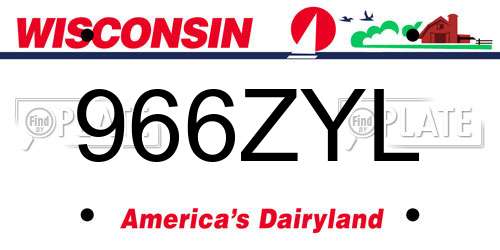 966ZYL Wisconsin License Plate