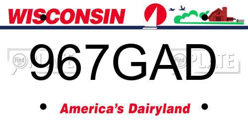 967GAD Wisconsin License Plate
