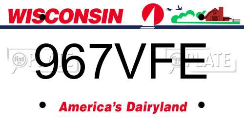 967VFE Wisconsin License Plate