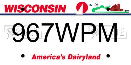967WPM Wisconsin License Plate