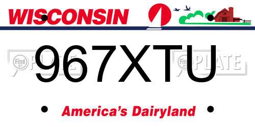 967XTU Wisconsin License Plate