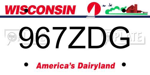 967ZDG Wisconsin License Plate