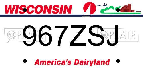 967ZSJ Wisconsin License Plate