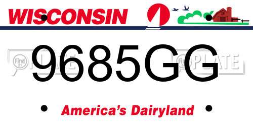 9685GG Wisconsin License Plate