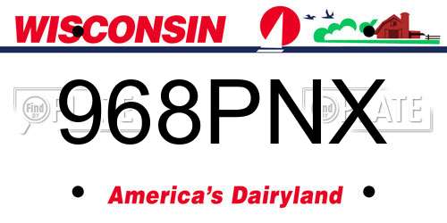 968PNX Wisconsin License Plate