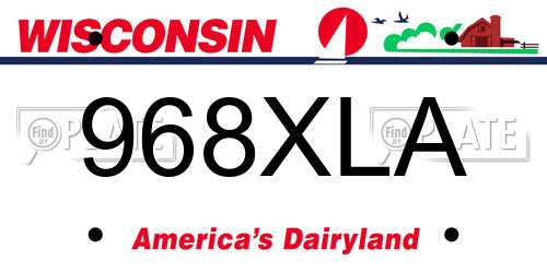 968XLA Wisconsin License Plate