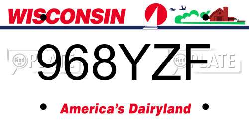 968YZF Wisconsin License Plate