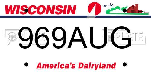 969AUG Wisconsin License Plate