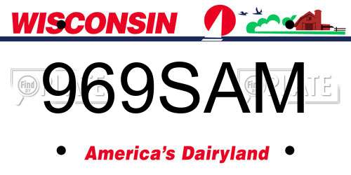 969SAM Wisconsin License Plate