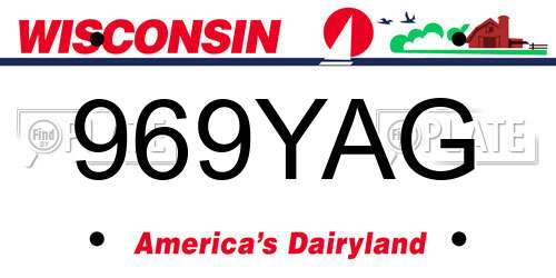 969YAG Wisconsin License Plate