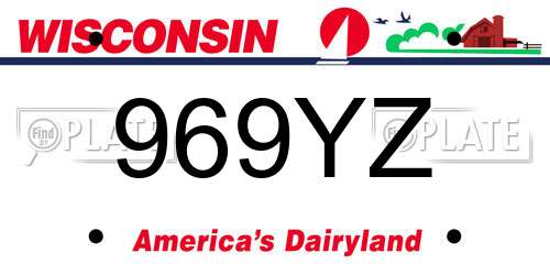 969YZ Wisconsin License Plate