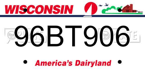 96BT906 Wisconsin License Plate
