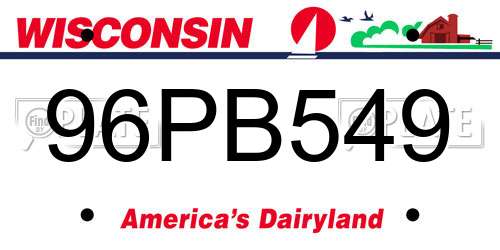 96PB549 Wisconsin License Plate