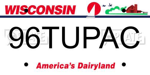 96TUPAC Wisconsin License Plate