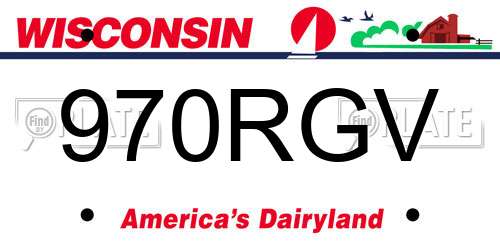 970RGV Wisconsin License Plate