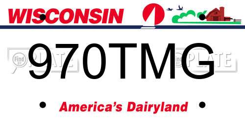 970TMG Wisconsin License Plate