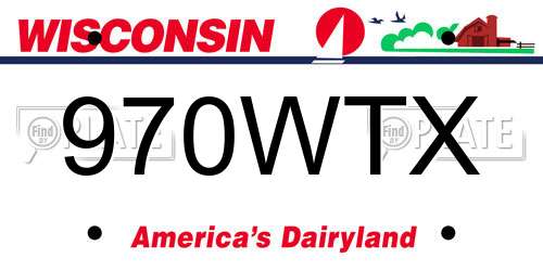 970WTX Wisconsin License Plate