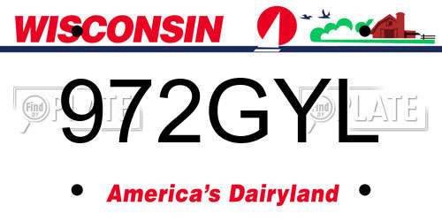 972GYL Wisconsin License Plate