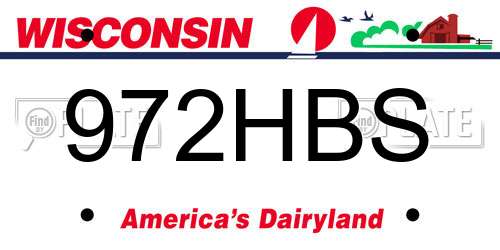 972HBS Wisconsin License Plate