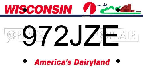972JZE Wisconsin License Plate
