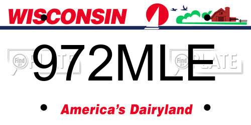 972MLE Wisconsin License Plate