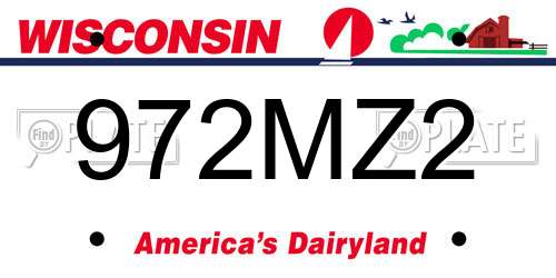 972MZ2 Wisconsin License Plate